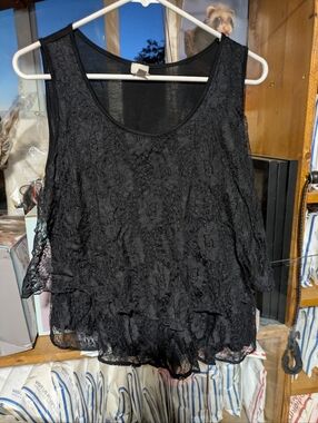 Cover Stitched Lace Roses And Florals Top